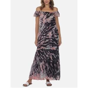 Pink Raviya Tie-Dye Swim Cover-Up Dress Off The Shoulder Maxi